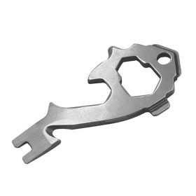 20-in-1 Stainless Steel Multi Tools Key Ring EDC Screwdriver Wrench Opener Set Pocket Outdoor Tool Multitool Keychain Portable (Option: Silver)