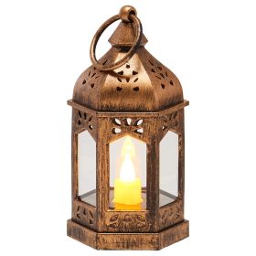 12 Pcs Decorative Candle Lantern, LED Electric Flameless Candle, Plastic LED Holder with Glass (Color: Bronze, Quantity: 12 Pieces)